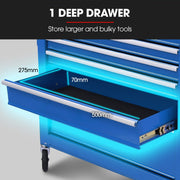 BULLET Pro 7 Drawer Tool Box Cabinet Trolley Storage, Toolbox Garage Organiser Set, Blue V219-TOLCABBU17BA