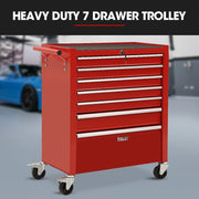 BULLET Pro 7 Drawer Tool Box Cabinet Trolley Storage, Toolbox Garage Organiser Set, Red V219-TOLCABBU17RA