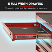 BULLET Pro 7 Drawer Tool Box Cabinet Trolley Storage, Toolbox Garage Organiser Set, Red V219-TOLCABBU17RA