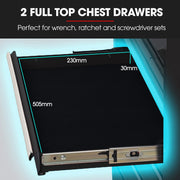 BULLET Pro 8 Drawer Tool Box Chest Cabinet Storage, with 2-Door Toolbox Garage Organiser Set, Black V219-TOLCABBU82KA