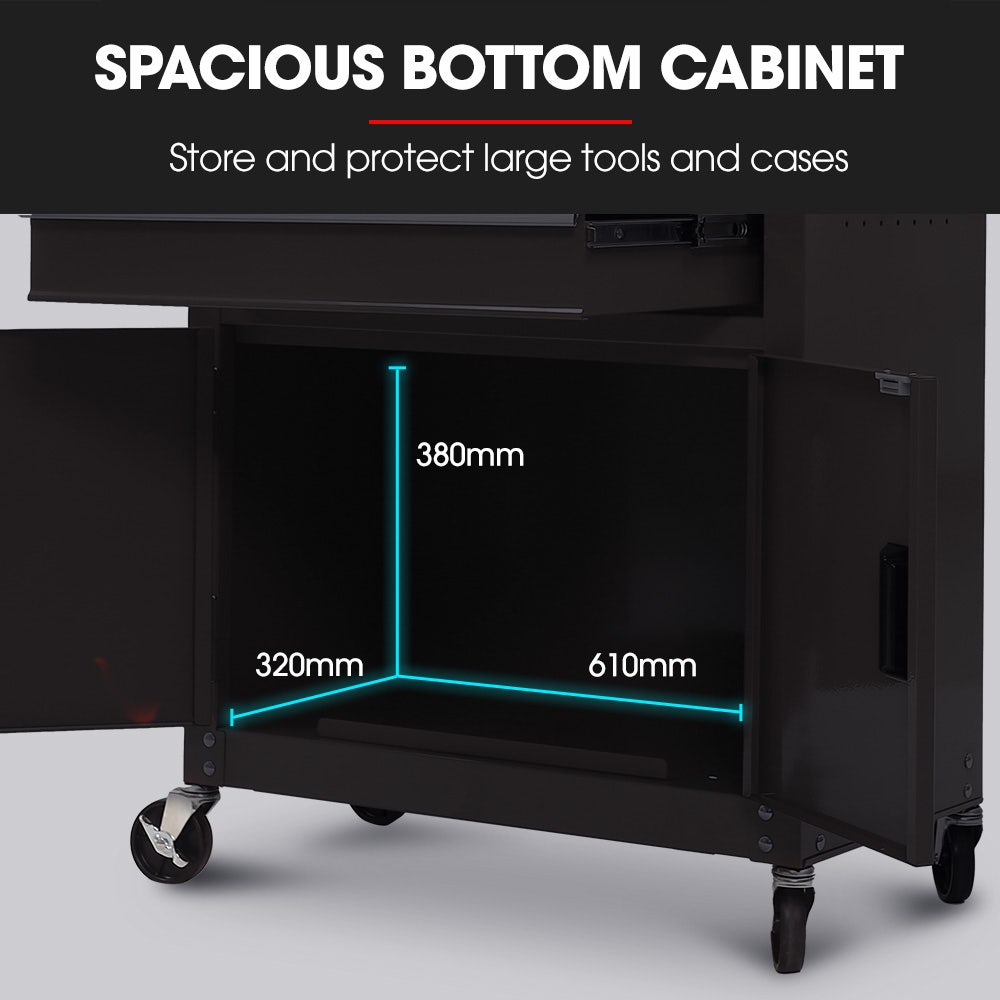 BULLET Pro 8 Drawer Tool Box Chest Cabinet Storage, with 2-Door Toolbox Garage Organiser Set, Black V219-TOLCABBU82KA