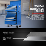BULLET 16 Drawer Tool Box Cabinet Chest Storage, Toolbox Garage Organiser Set, Blue V219-TOLCCCBU79BA