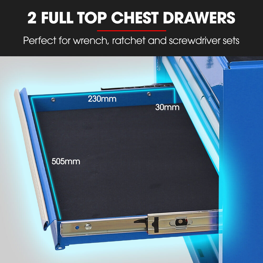 BULLET 16 Drawer Tool Box Cabinet Chest Storage, Toolbox Garage Organiser Set, Blue V219-TOLCCCBU79BA