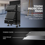 BULLET Pro 16 Drawer Tool Box Cabinet Chest Storage, Toolbox Garage Organiser Set, Black V219-TOLCCCBU79KA