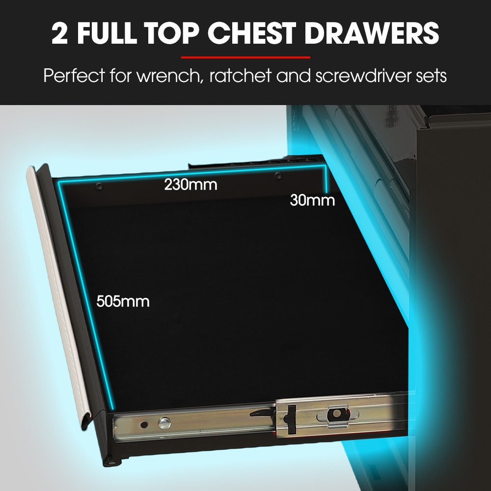 BULLET Pro 16 Drawer Tool Box Cabinet Chest Storage, Toolbox Garage Organiser Set, Black V219-TOLCCCBU79KA