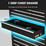 BULLET Pro 16 Drawer Tool Box Cabinet Chest Storage, Toolbox Garage Organiser Set, Black V219-TOLCCCBU79KA