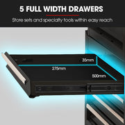BULLET Pro 16 Drawer Tool Box Cabinet Chest Storage, Toolbox Garage Organiser Set, Black V219-TOLCCCBU79KA
