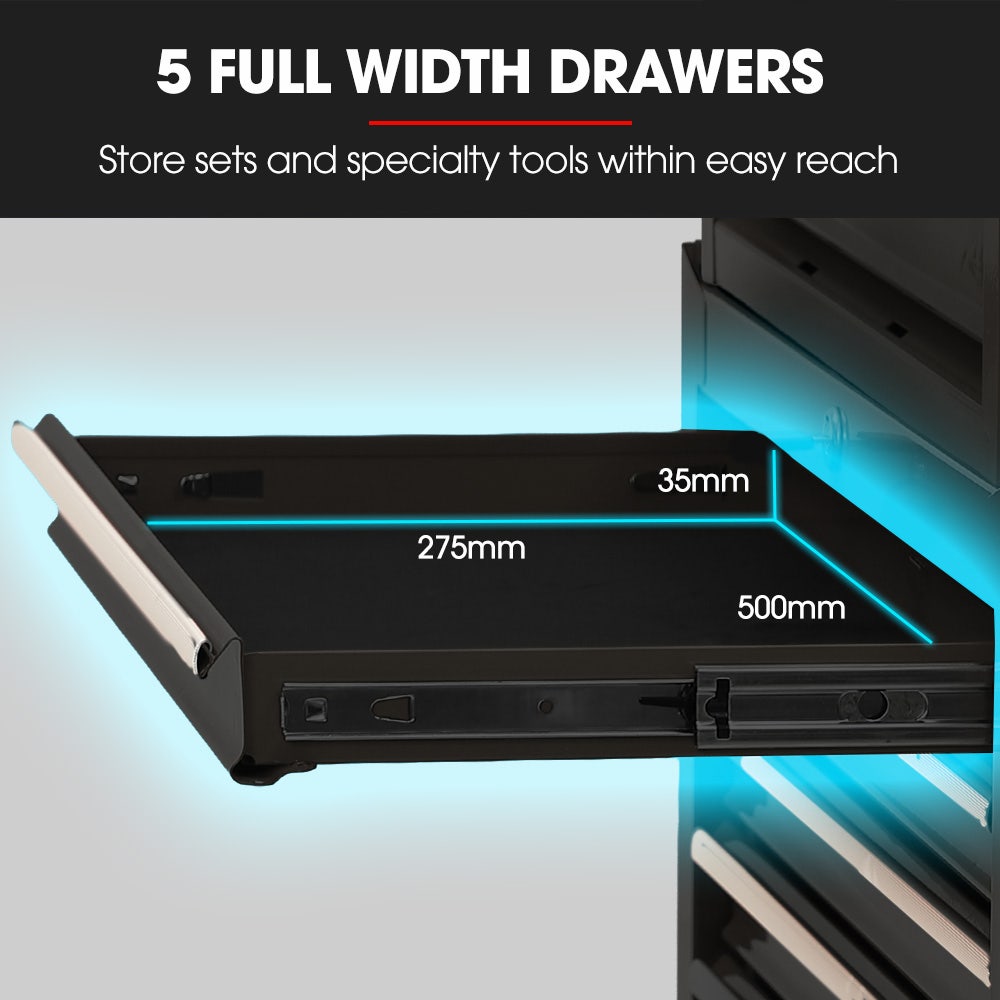BULLET Pro 16 Drawer Tool Box Cabinet Chest Storage, Toolbox Garage Organiser Set, Black V219-TOLCCCBU79KA
