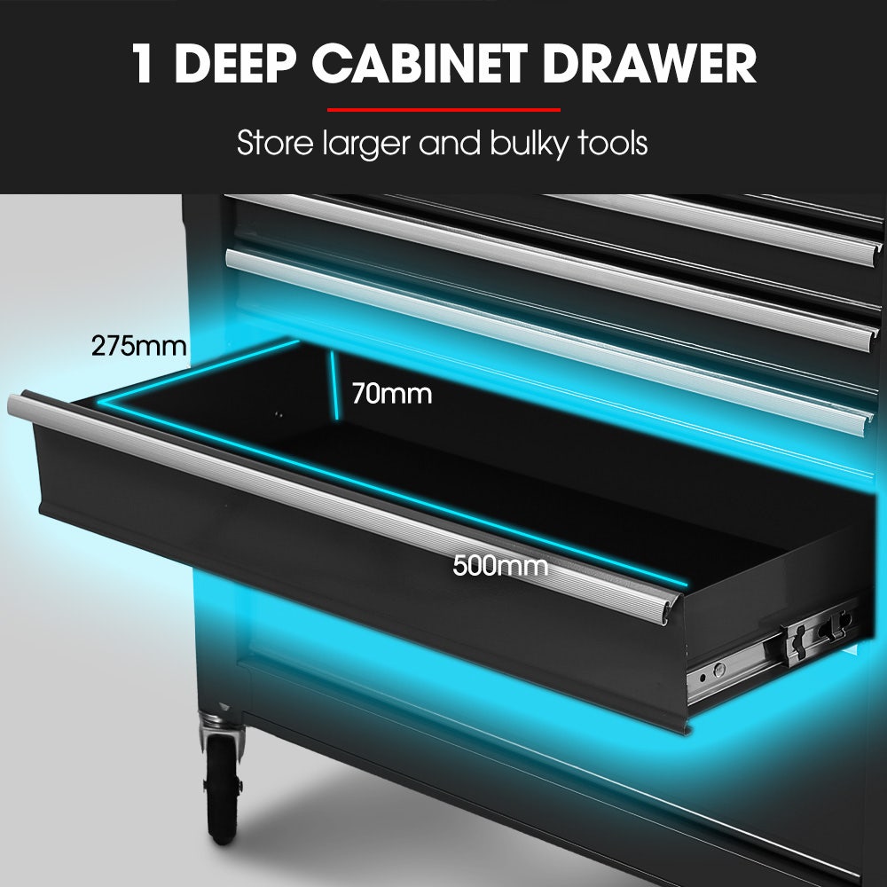 BULLET Pro 16 Drawer Tool Box Cabinet Chest Storage, Toolbox Garage Organiser Set, Black V219-TOLCCCBU79KA