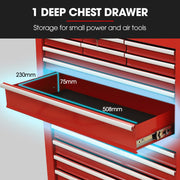 Bullet Pro 16 Drawer Tool Box Cabinet Chest Storage, Toolbox Garage Organiser Set, Red V219-TOLCCCBU79RA