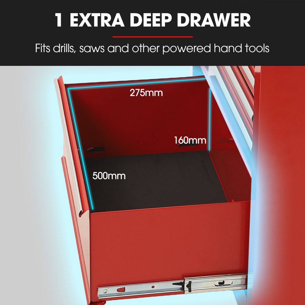 Bullet Pro 16 Drawer Tool Box Cabinet Chest Storage, Toolbox Garage Organiser Set, Red V219-TOLCCCBU79RA