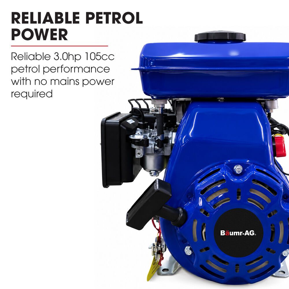 BAUMR-AG 160L Heavy-Duty Petrol Concrete Cement Mixer, 3hp 105cc Engine