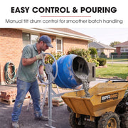 BAUMR-AG 160L Heavy-Duty Petrol Concrete Cement Mixer, 3hp 105cc Engine