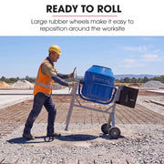 BAUMR-AG 160L Heavy-Duty Petrol Concrete Cement Mixer, 3hp 105cc Engine