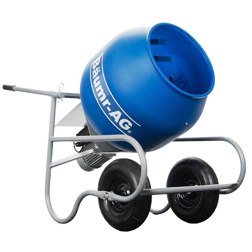 BAUMR-AG 100L Portable Poly Drum Cement Concrete Mixer, Ultra-Light 36kg, 16 Inch Tyres, Electric Direct V219-TOLCCMBM1C0A