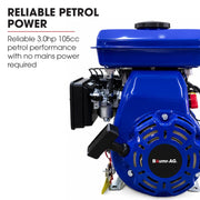 BAUMR-AG 200L Heavy-Duty Petrol Concrete Cement Mixer, 3hp 105cc Engine