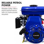 BAUMR-AG 250L Heavy-Duty Petrol Concrete Cement Mixer, 3hp 105cc Engine