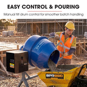 BAUMR-AG 250L Heavy-Duty Petrol Concrete Cement Mixer, 3hp 105cc Engine