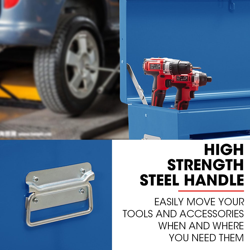 BULLET 9 Drawer Tool Box Chest, Organiser Mechanic Garage Storage Toolbox Set - Blue V219-TOLCHTBU19BA