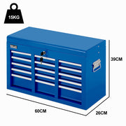 BULLET 9 Drawer Tool Box Chest, Organiser Mechanic Garage Storage Toolbox Set - Blue V219-TOLCHTBU19BA
