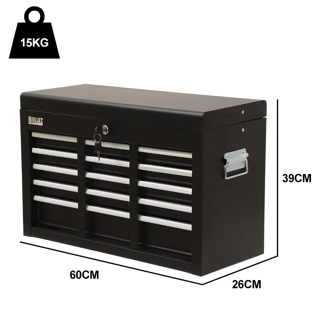 Bullet Pro 9 Drawer Tool Box Chest, Organiser Mechanic Garage Storage Toolbox Set - Black V219-TOLCHTBU19KA