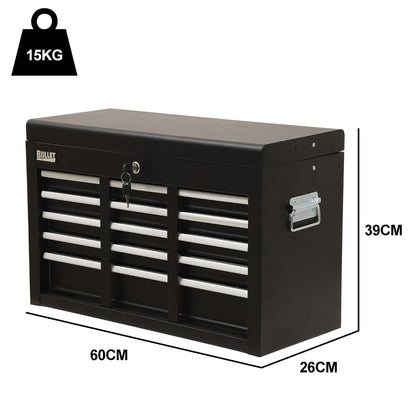 Bullet Pro 9 Drawer Tool Box Chest, Organiser Mechanic Garage Storage Toolbox Set - Black V219-TOLCHTBU19KA