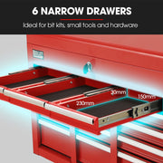 BULLET Pro 9 Drawer Tool Box Chest, Organiser Mechanic Garage Storage Toolbox Set - Red V219-TOLCHTBU19RA