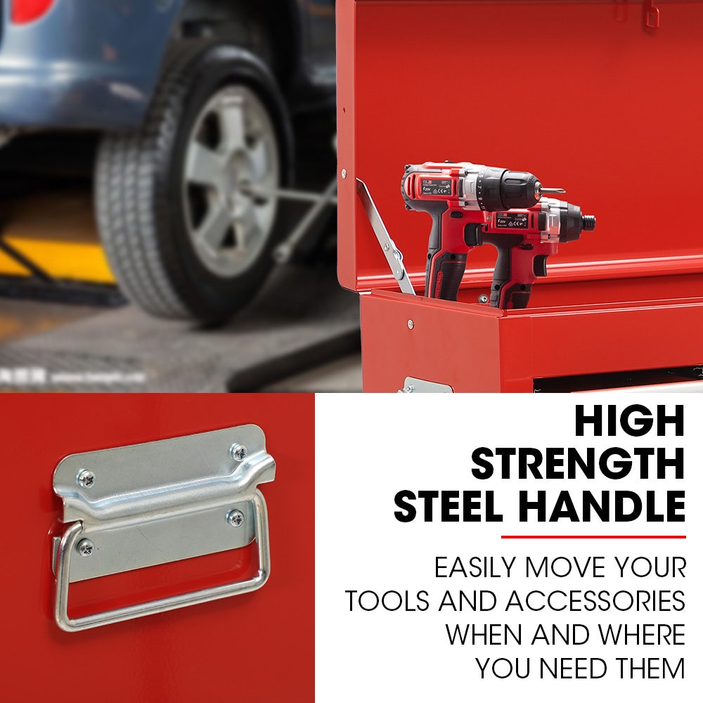 BULLET Pro 9 Drawer Tool Box Chest, Organiser Mechanic Garage Storage Toolbox Set - Red V219-TOLCHTBU19RA