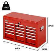 BULLET Pro 9 Drawer Tool Box Chest, Organiser Mechanic Garage Storage Toolbox Set - Red V219-TOLCHTBU19RA