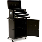 Bullet Pro 3 Drawer Tool Box Cabinet Trolley Storage, with 1-Door Toolbox Garage Organiser Set, Black V219-TOLCHTBU3CKA