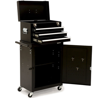 Bullet Pro 3 Drawer Tool Box Cabinet Trolley Storage, with 1-Door Toolbox Garage Organiser Set, Black V219-TOLCHTBU3CKA