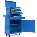 Bullet Pro 5 Drawer Tool Box Cabinet Chest Storage, with 1-Door Toolbox Garage Organiser Set, Blue V219-TOLCHTBU5CBA