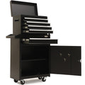 BULLET Pro 5 Drawer Tool Box Cabinet Chest Storage, with 1-Door Toolbox Garage Organiser Set, Black V219-TOLCHTBU5CKA