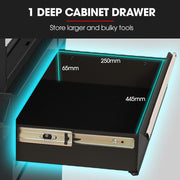 BULLET Pro 5 Drawer Tool Box Cabinet Chest Storage, with 1-Door Toolbox Garage Organiser Set, Black V219-TOLCHTBU5CKA