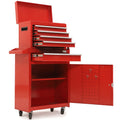 BULLET Pro 5 Drawer Tool Box Cabinet Chest Storage, with 1-Door Toolbox Garage Organiser Set, Red V219-TOLCHTBU5CRA