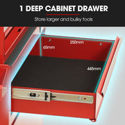 BULLET Pro 5 Drawer Tool Box Cabinet Chest Storage, with 1-Door Toolbox Garage Organiser Set, Red V219-TOLCHTBU5CRA