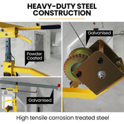 UNIMAC Drywall & Panel Lifter, 1200 x 3600 68kg Max Gyprock Sheet, Galvanised, No-mark Locking Castors V219-TOLDWLUM310A