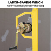 UNIMAC Drywall & Panel Lifter, 1200 x 3600 68kg Max Gyprock Sheet, Galvanised, No-mark Locking Castors V219-TOLDWLUM310A