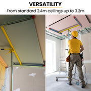 UNIMAC Drywall & Panel Lifter, 1200 x 3600 68kg Max Gyprock Sheet, Galvanised, No-mark Locking Castors V219-TOLDWLUM310A