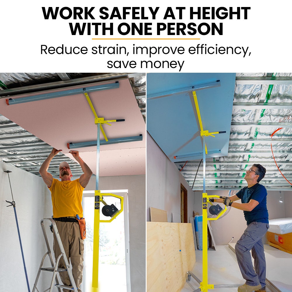 UNIMAC Drywall & Panel Lifter, 1200 x 3600 68kg Max Gyprock Sheet, Galvanised, No-mark Locking Castors V219-TOLDWLUM310A
