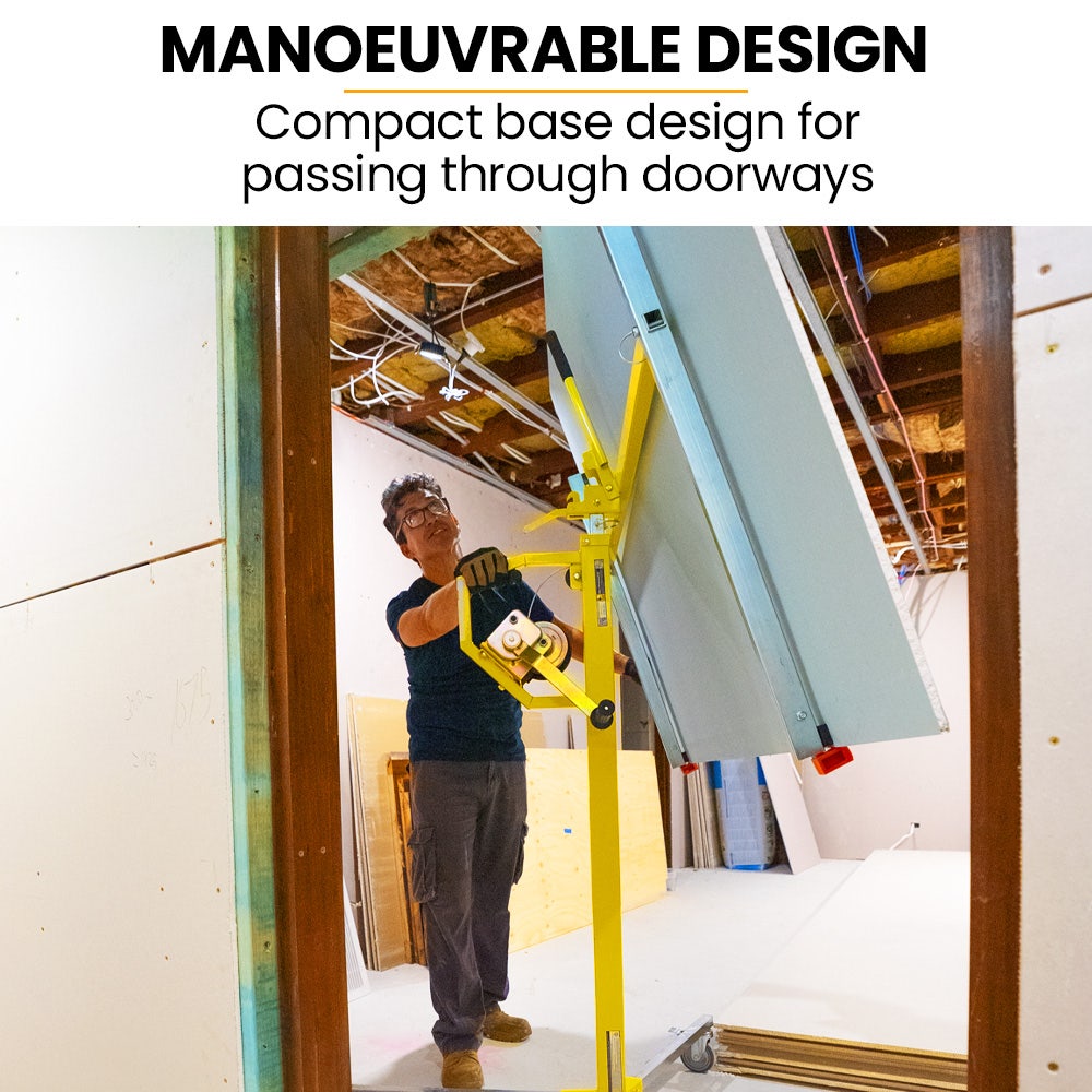 UNIMAC Drywall & Panel Lifter, 1200 x 3600 68kg Max Gyprock Sheet, Galvanised, No-mark Locking Castors V219-TOLDWLUM310A