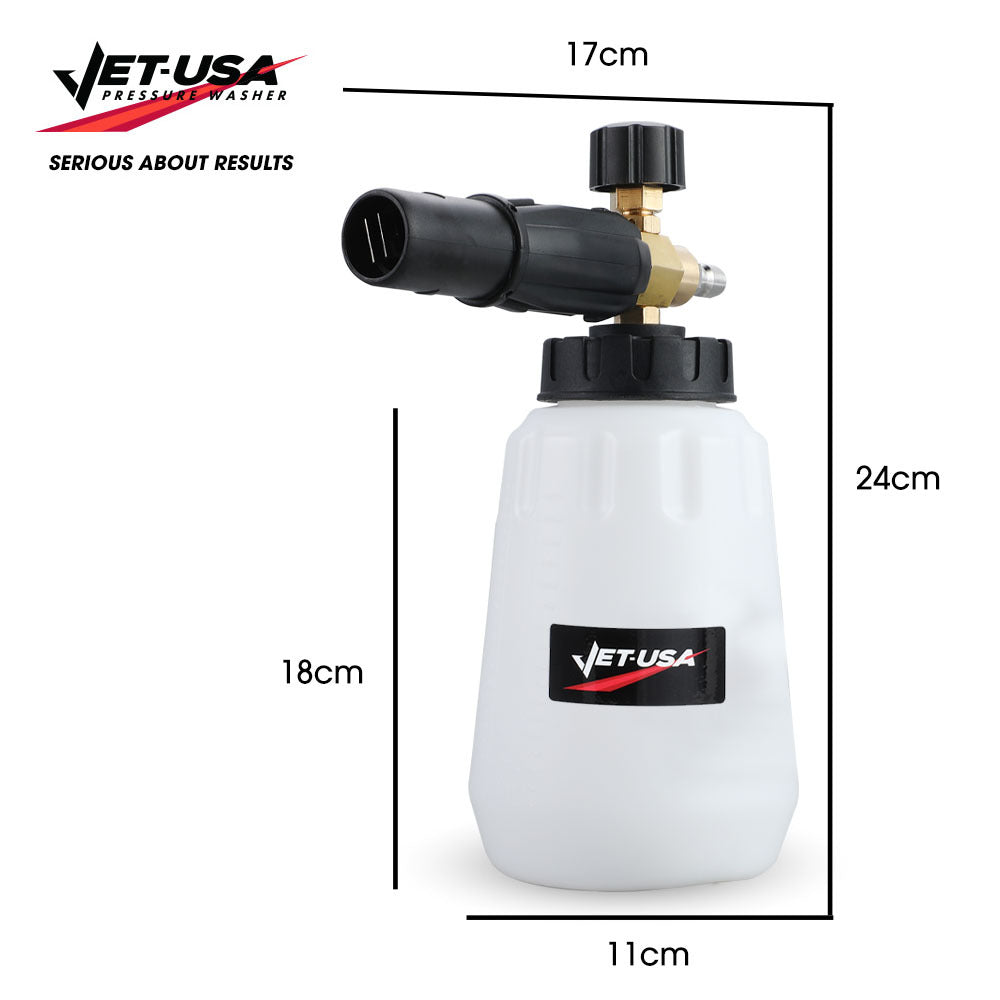 Jet-USA Soap Foam Snow Cannon with 1L Bottle, Works with Petrol and some Electric Pressure Washers V219-TOLFCABM100A