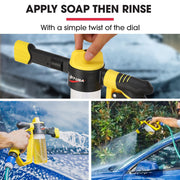 Jet-USA Foam Cannon Soap Applicator Gun For Garden Hose, Snow Foamer with Soap bottle, Quick Connect V219-TOLFGNBM024A
