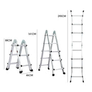Bullet 2.9m Folding Aluminium Multipurpose Ladder, w/ Workshelf Platform, Spring Assisted Rapid Safety Lock V219-TOLLDABU29AA