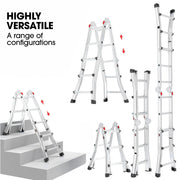 Bullet 2.9m Folding Aluminium Multipurpose Ladder, w/ Workshelf Platform, Spring Assisted Rapid Safety Lock V219-TOLLDABU29AA