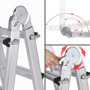 Bullet 2.9m Folding Aluminium Multipurpose Ladder, w/ Workshelf Platform, Spring Assisted Rapid Safety Lock V219-TOLLDABU29AA