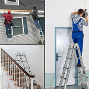Bullet 2.9m Folding Aluminium Multipurpose Ladder, w/ Workshelf Platform, Spring Assisted Rapid Safety Lock V219-TOLLDABU29AA