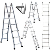 Bullet 4m Folding Aluminium Multipurpose Ladder, w/ Workshelf Platform, Spring Assisted Rapid Safety Lock V219-TOLLDABU40AA