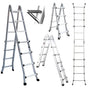 Bullet 4m Folding Aluminium Multipurpose Ladder, w/ Workshelf Platform, Spring Assisted Rapid Safety Lock V219-TOLLDABU40AA