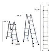 Bullet 4m Folding Aluminium Multipurpose Ladder, w/ Workshelf Platform, Spring Assisted Rapid Safety Lock V219-TOLLDABU40AA